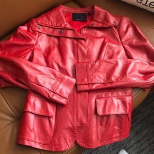 Buttery soft leather peplum red pear jacket